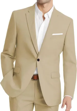 HUUTOE Mens 2 Piece Suit Men Slim Fit Suits for Men Wedding Prom Suit Solid One Button Blazer Jacket Pants Set Groomsmen