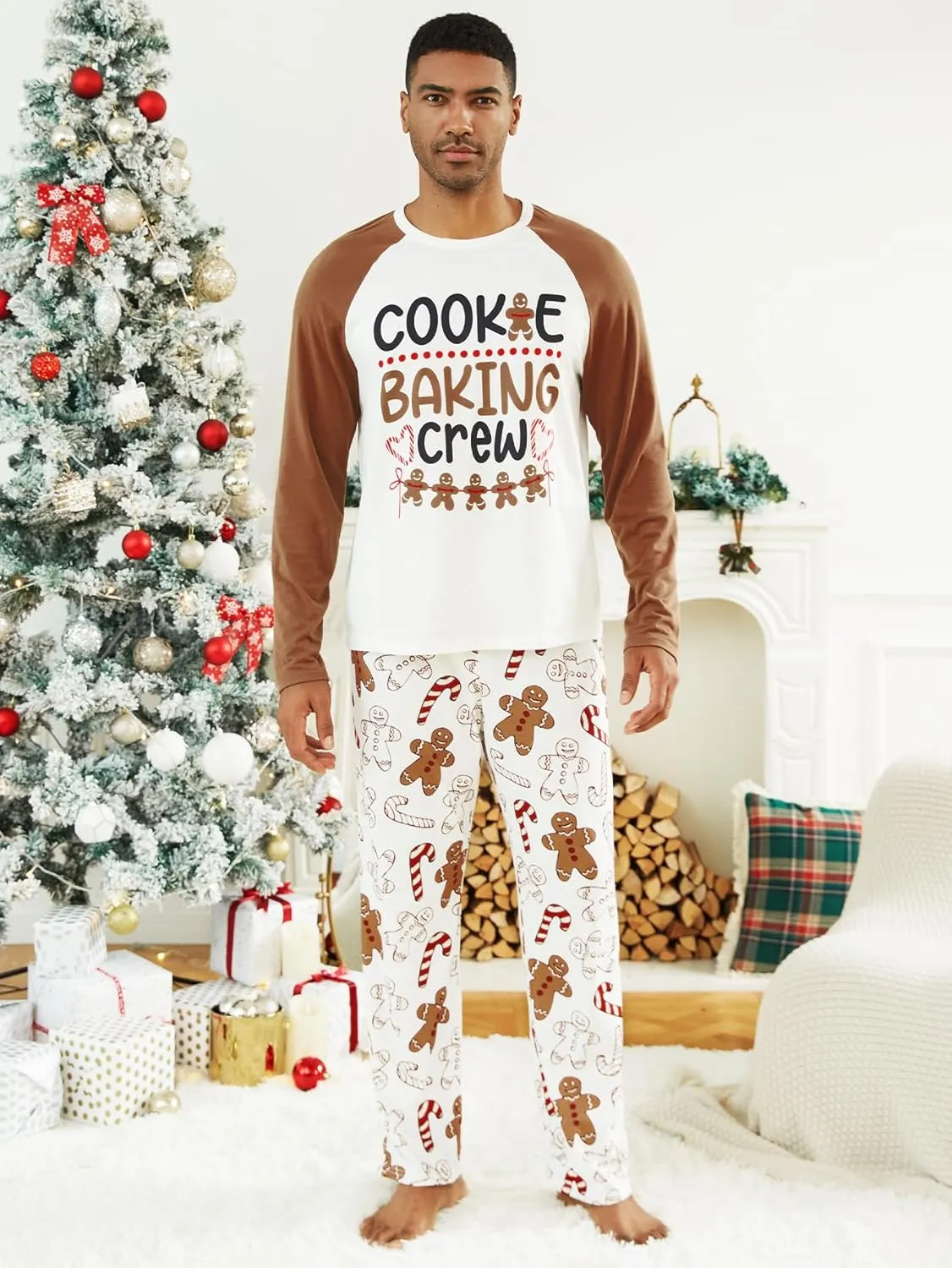 IFFEI Christmas Pajamas for Family Matching PJ's Sets with Cute Pattern Tee and Pants