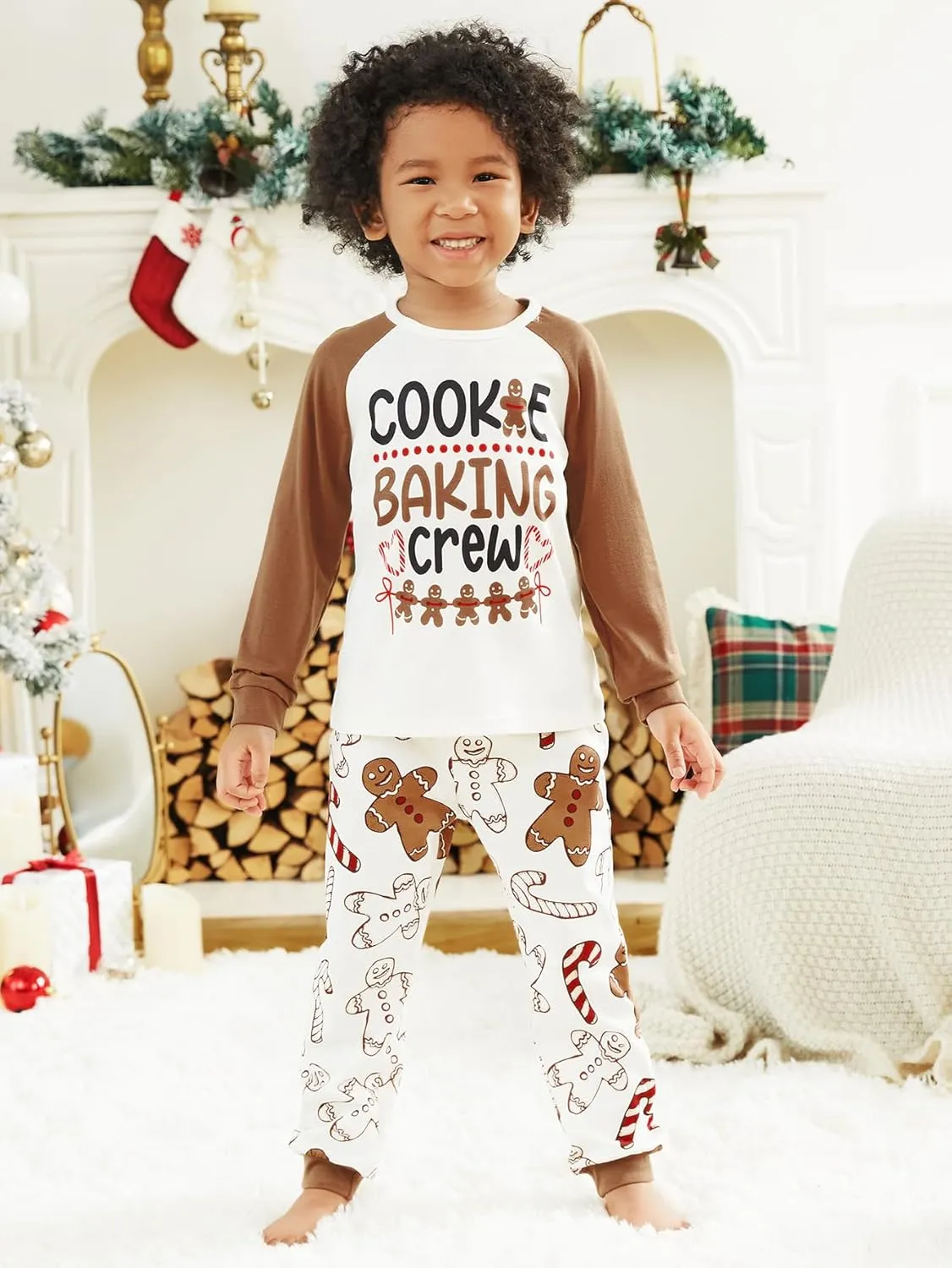 IFFEI Christmas Pajamas for Family Matching PJ's Sets with Cute Pattern Tee and Pants