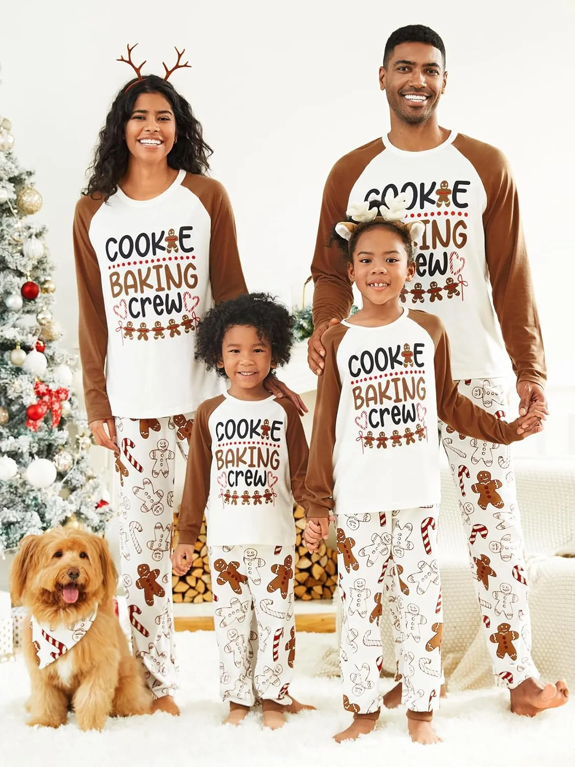 IFFEI Christmas Pajamas for Family Matching PJ's Sets with Cute Pattern Tee and Pants
