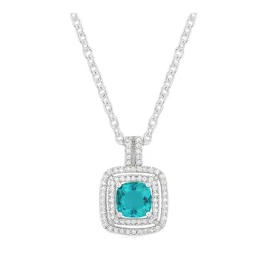 J Goodin Cubic Zirconia Classic Style Aqua Halo Stud Pendant For Women