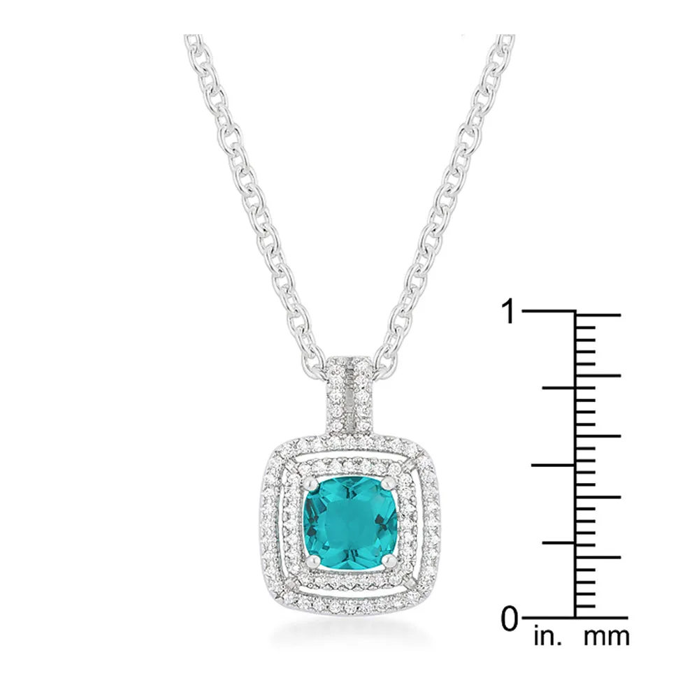 J Goodin Cubic Zirconia Classic Style Aqua Halo Stud Pendant For Women