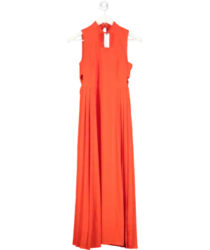 Karen Millen Red Petite Soft Tailored Pleated Panel Midaxi Dress UK 4