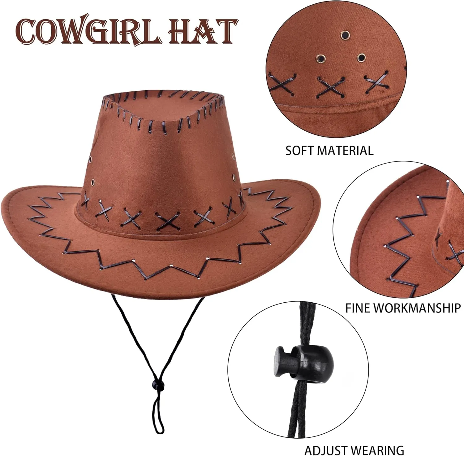 Kids Cowboy Cowgirl Costume 5PCS Set for Boys Girls Role Play Dress up 3-10 Year