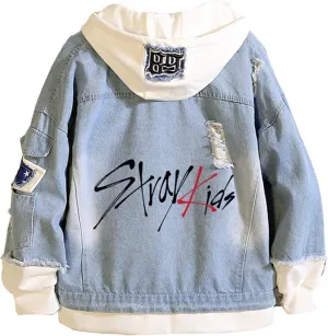 KPOP Stray Kids Hoodie Denim Jacket Jean Coat Hoodies