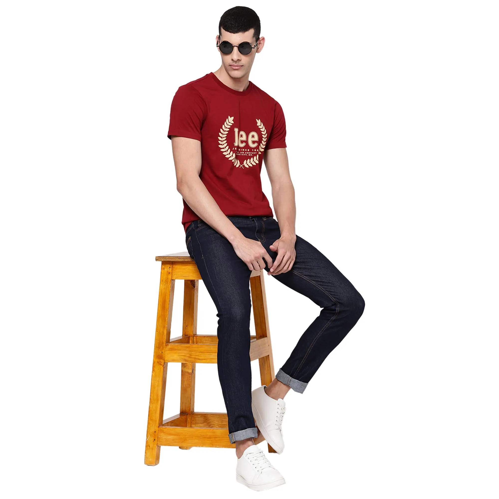 Lee Men's Slim T-Shirt (LMTS002020_Maroon L)
