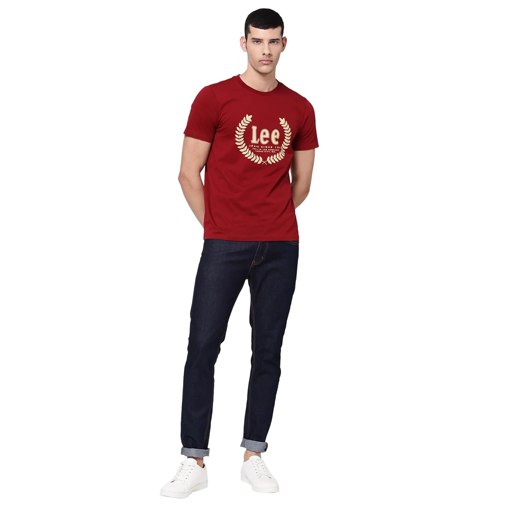 Lee Men's Slim T-Shirt (LMTS002020_Maroon L)