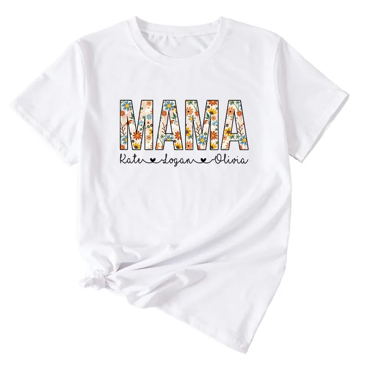 Letter Mama Kate Women's Casual Round Neck Short Sleeve T-shirt