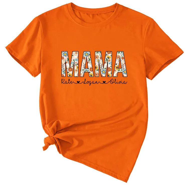 Letter Mama Kate Women's Casual Round Neck Short Sleeve T-shirt
