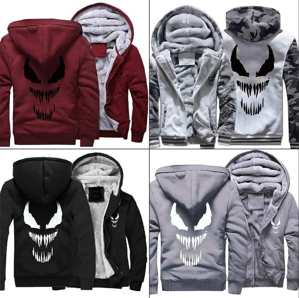 Marvel Venom zipper Casual Hoodies Men's Sweatshirts