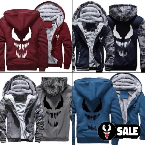 Marvel Venom zipper Casual Hoodies Men's Sweatshirts