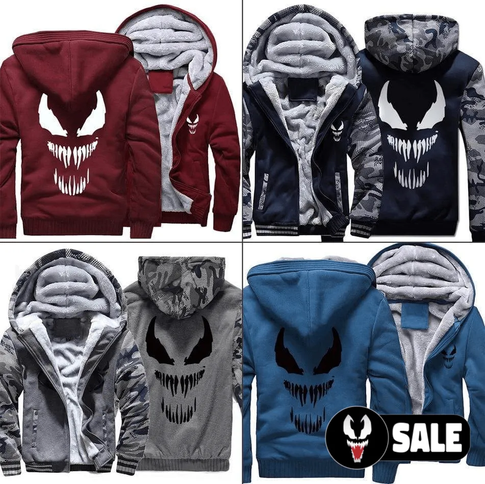 Marvel Venom zipper Casual Hoodies Men's Sweatshirts