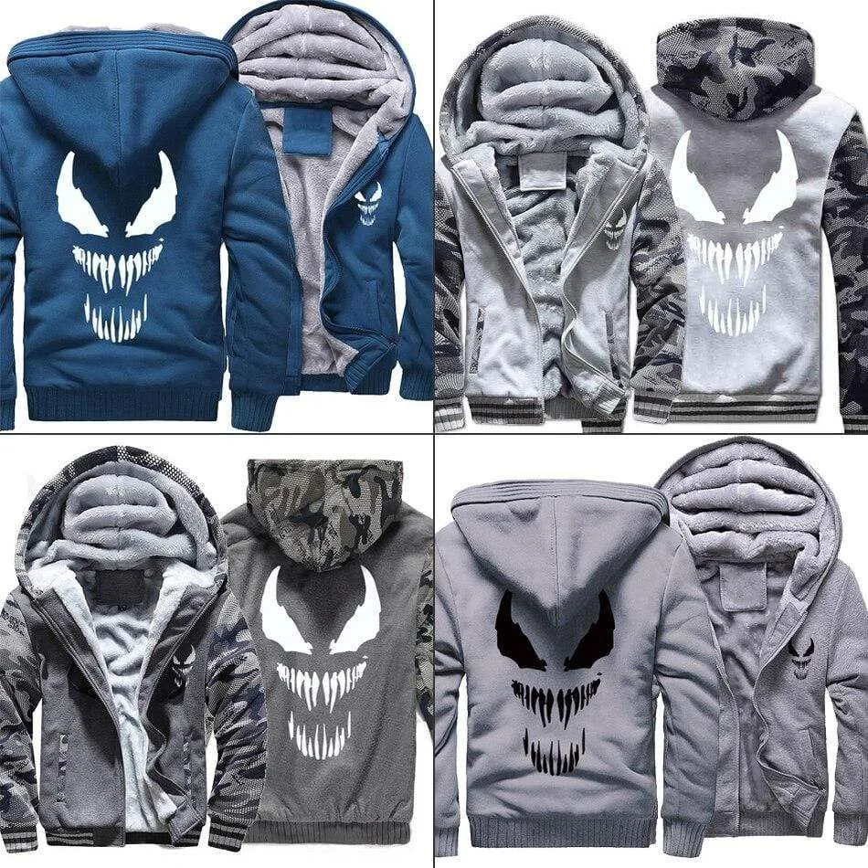 Marvel Venom zipper Casual Hoodies Men's Sweatshirts