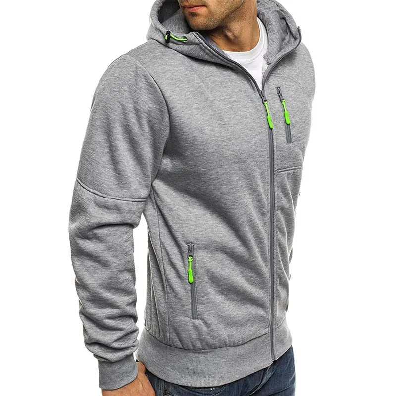 Men's Casual Hoodies Zipper Fashion Hooded Jacket Brand Solid Color Hoodie Sweatshirt