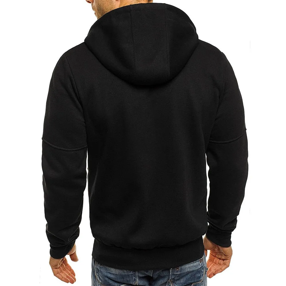 Men's Casual Hoodies Zipper Fashion Hooded Jacket Brand Solid Color Hoodie Sweatshirt