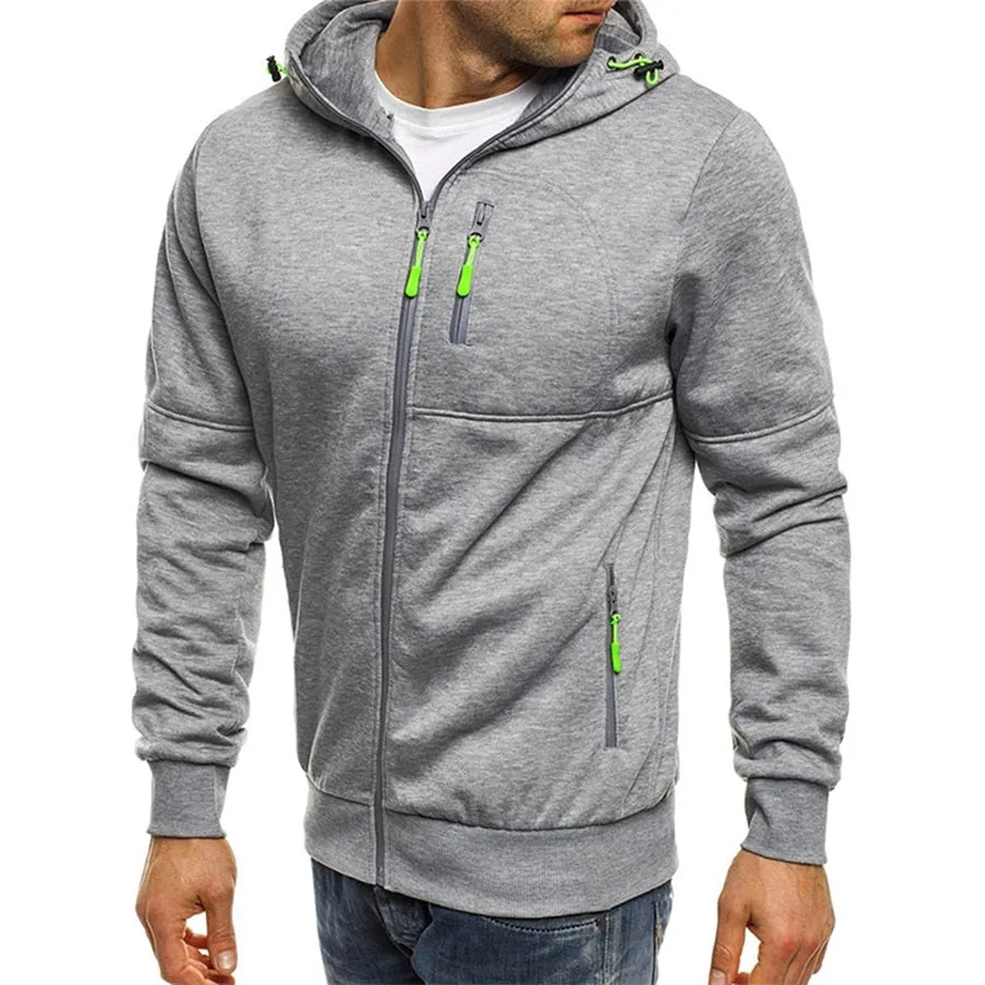 Men's Casual Hoodies Zipper Fashion Hooded Jacket Brand Solid Color Hoodie Sweatshirt