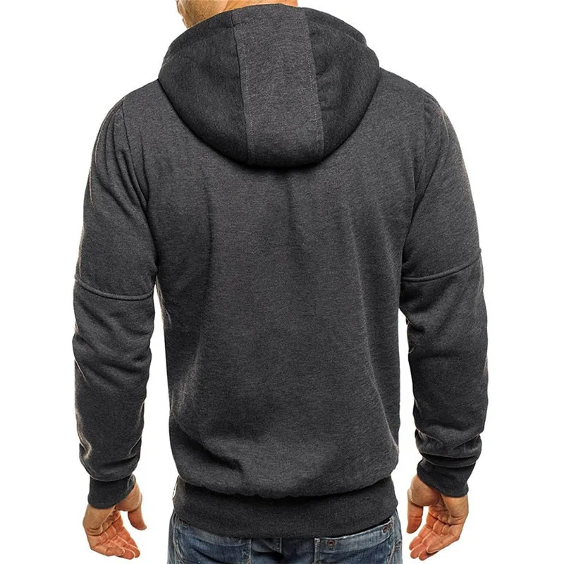 Men's Casual Hoodies Zipper Fashion Hooded Jacket Brand Solid Color Hoodie Sweatshirt