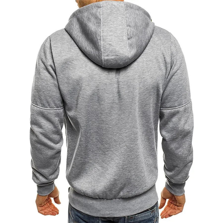 Men's Casual Hoodies Zipper Fashion Hooded Jacket Brand Solid Color Hoodie Sweatshirt