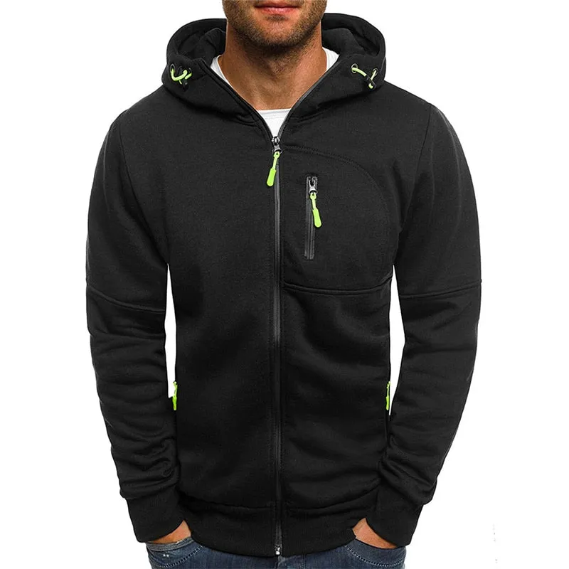 Men's Casual Hoodies Zipper Fashion Hooded Jacket Brand Solid Color Hoodie Sweatshirt