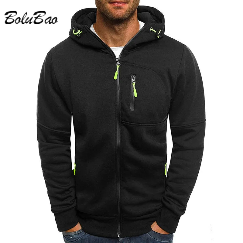 Men's Casual Hoodies Zipper Fashion Hooded Jacket Brand Solid Color Hoodie Sweatshirt