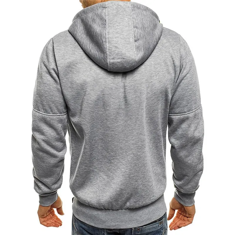 Men's Casual Hoodies Zipper Fashion Hooded Jacket Brand Solid Color Hoodie Sweatshirt