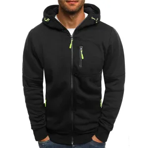 Men's Casual Hoodies Zipper Fashion Hooded Jacket Brand Solid Color Hoodie Sweatshirt