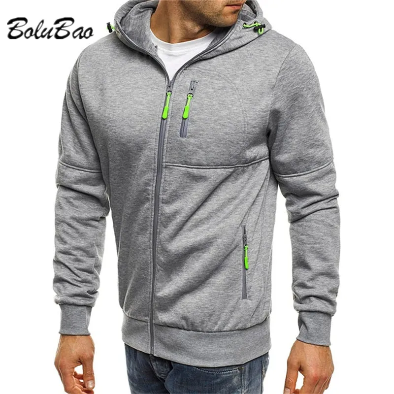 Men's Casual Hoodies Zipper Fashion Hooded Jacket Brand Solid Color Hoodie Sweatshirt