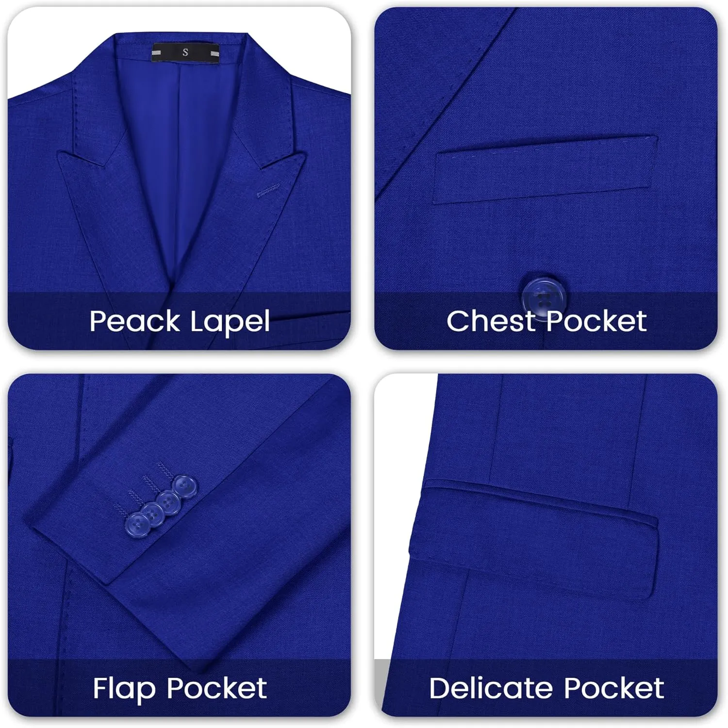 Mens Double Breasted Suit Slim Fit 3 Piece Suit Peak Lapel Solid Blazer Jacket Vest Pant Tuxedo Set for Wedding Business
