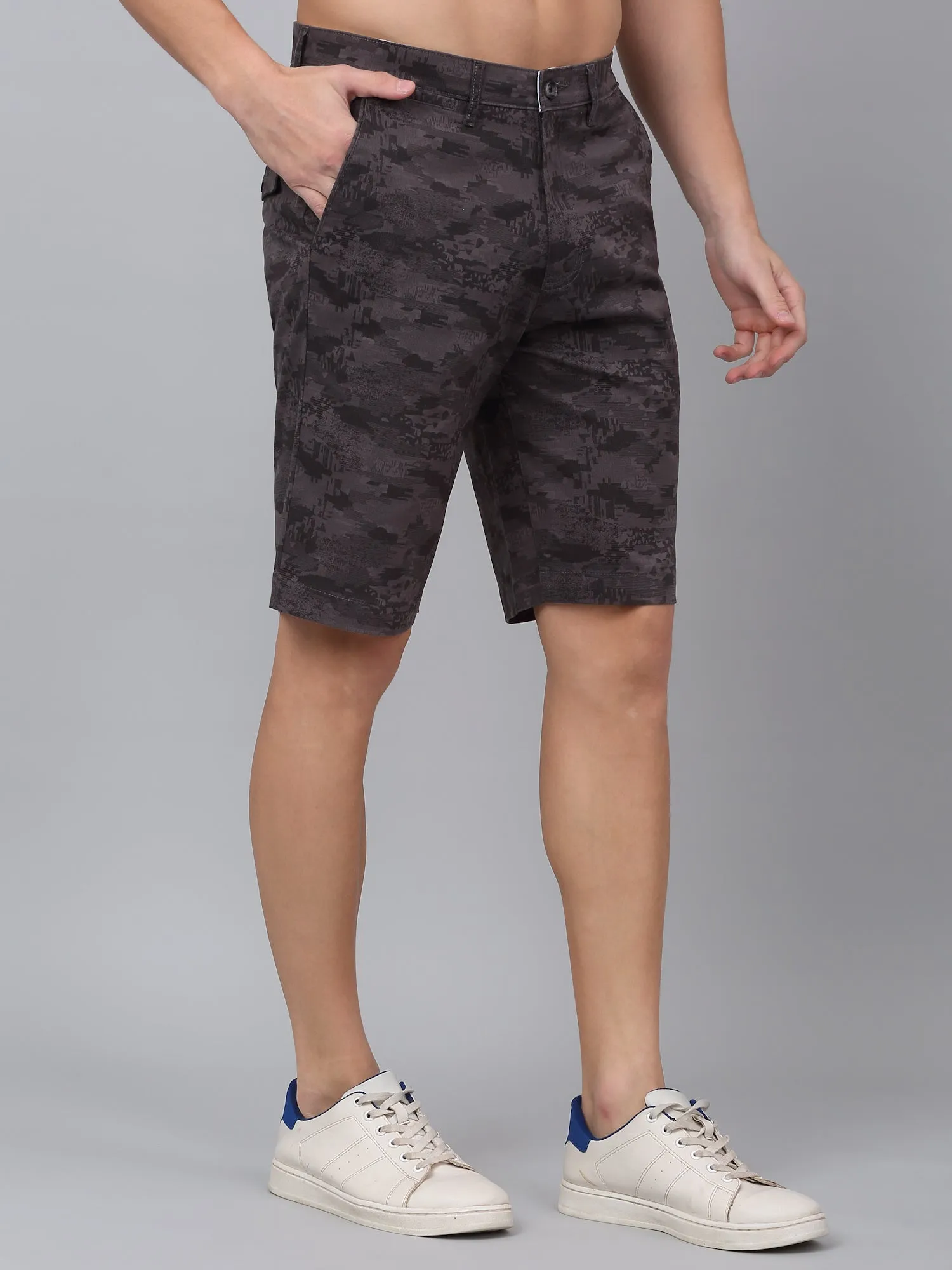 Men's Grey Camouflage Printed Bermuda