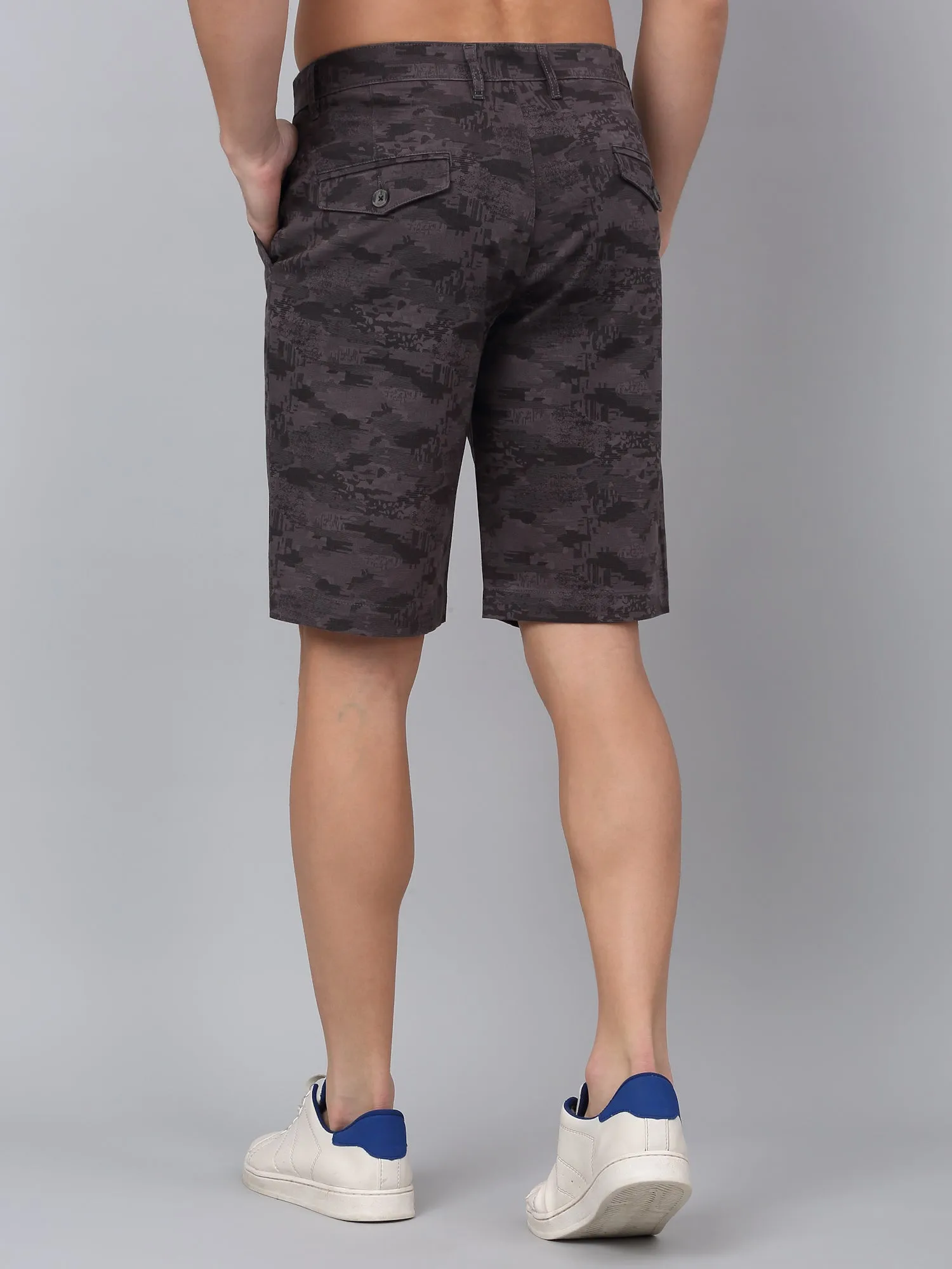 Men's Grey Camouflage Printed Bermuda