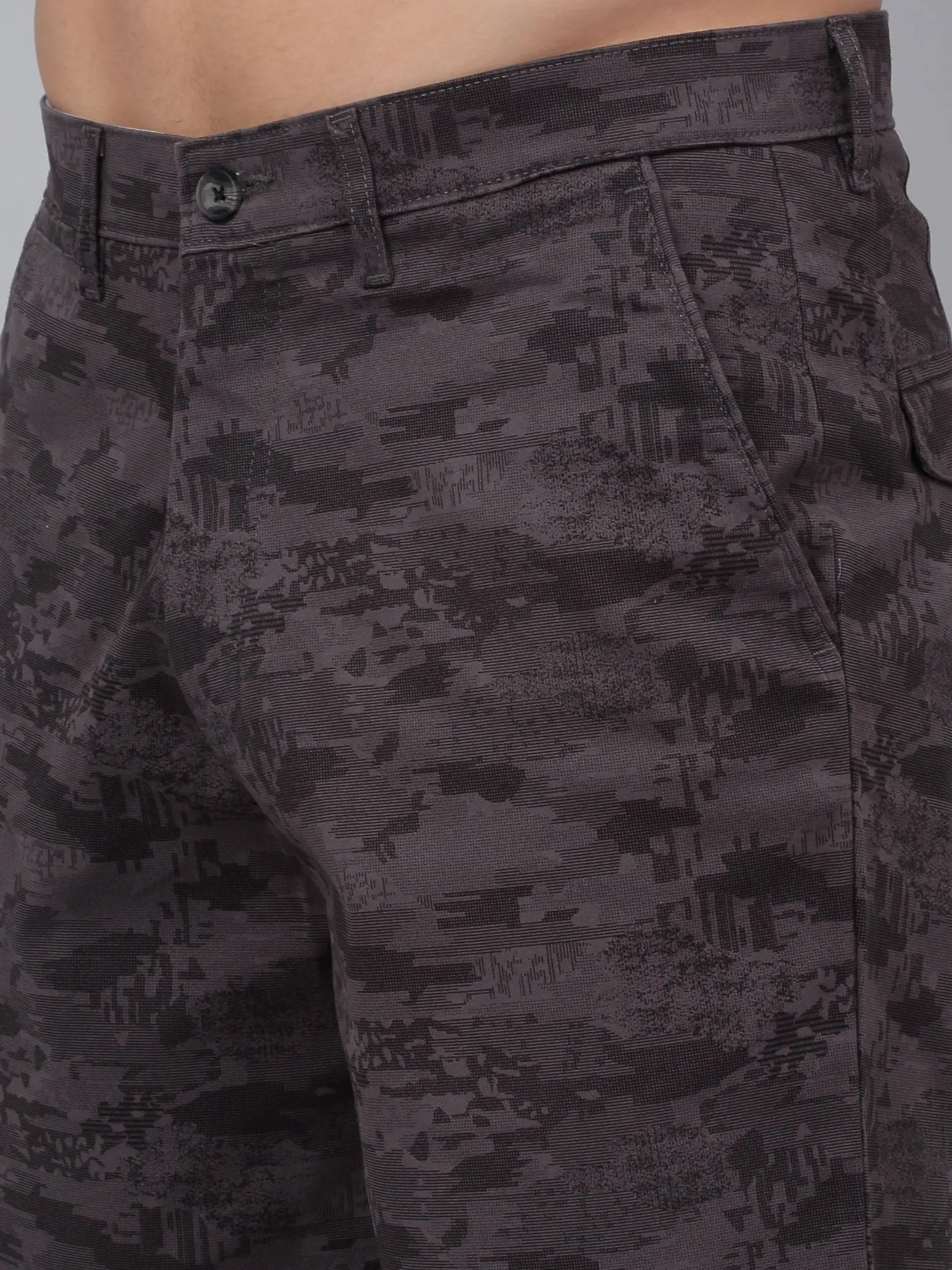 Men's Grey Camouflage Printed Bermuda
