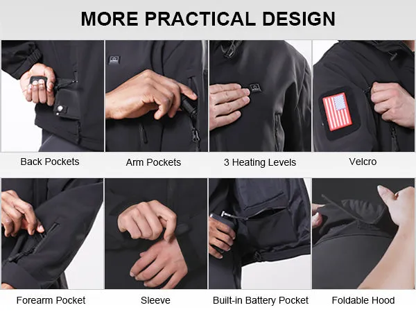 Men's Soft Shell Heated Jacket With 12V Battery Pack - Tree