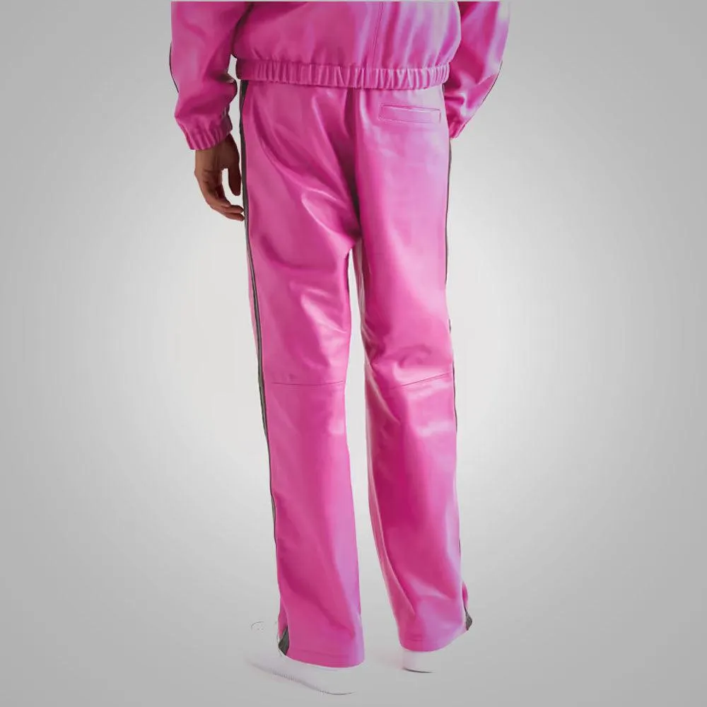 New Pink Real Sheepskin Leather Pant For Men
