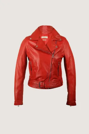 Novado - Women's Modern Biker Leather Jacket - Red - 1 Piece