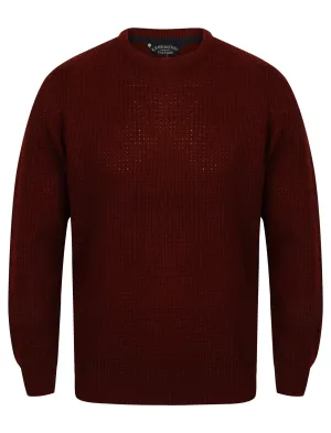 Novi Crew Neck Texture Knitted Jumper in Oxblood - Kensington Eastside