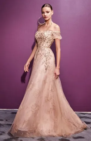 Off shoulder Fairy Dress in Gold-cdc73