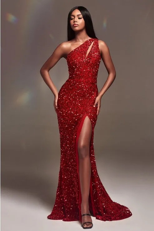 One Shoulder Sequence Gown