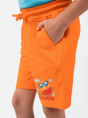 Orange Knitted Casual Shorts