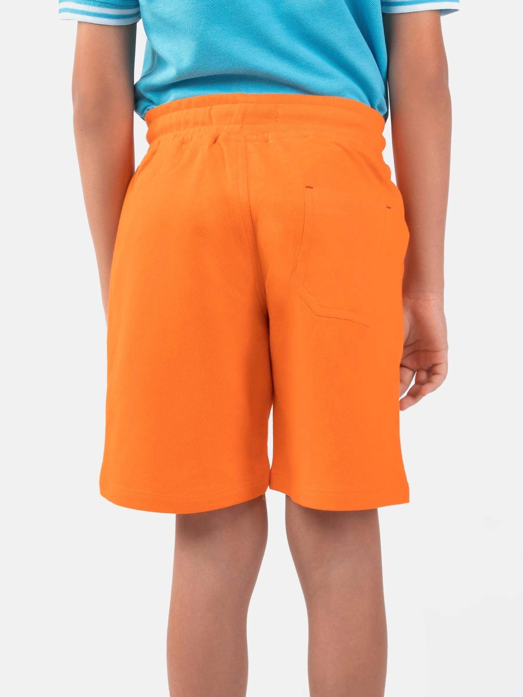 Orange Knitted Casual Shorts