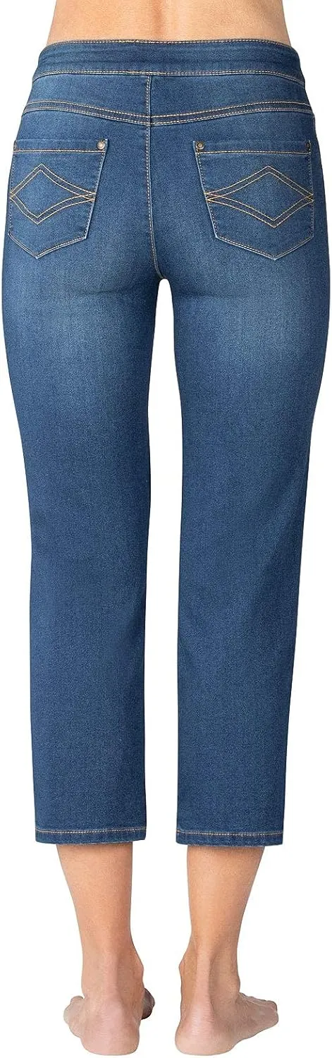 PajamaJeans Women's Capri Jeans for Summer - Pull on Capris - Womens Casual Pedal Pushers