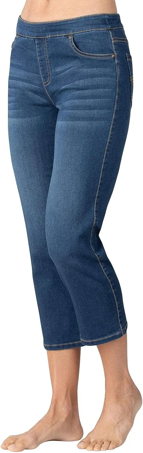 PajamaJeans Women's Capri Jeans for Summer - Pull on Capris - Womens Casual Pedal Pushers