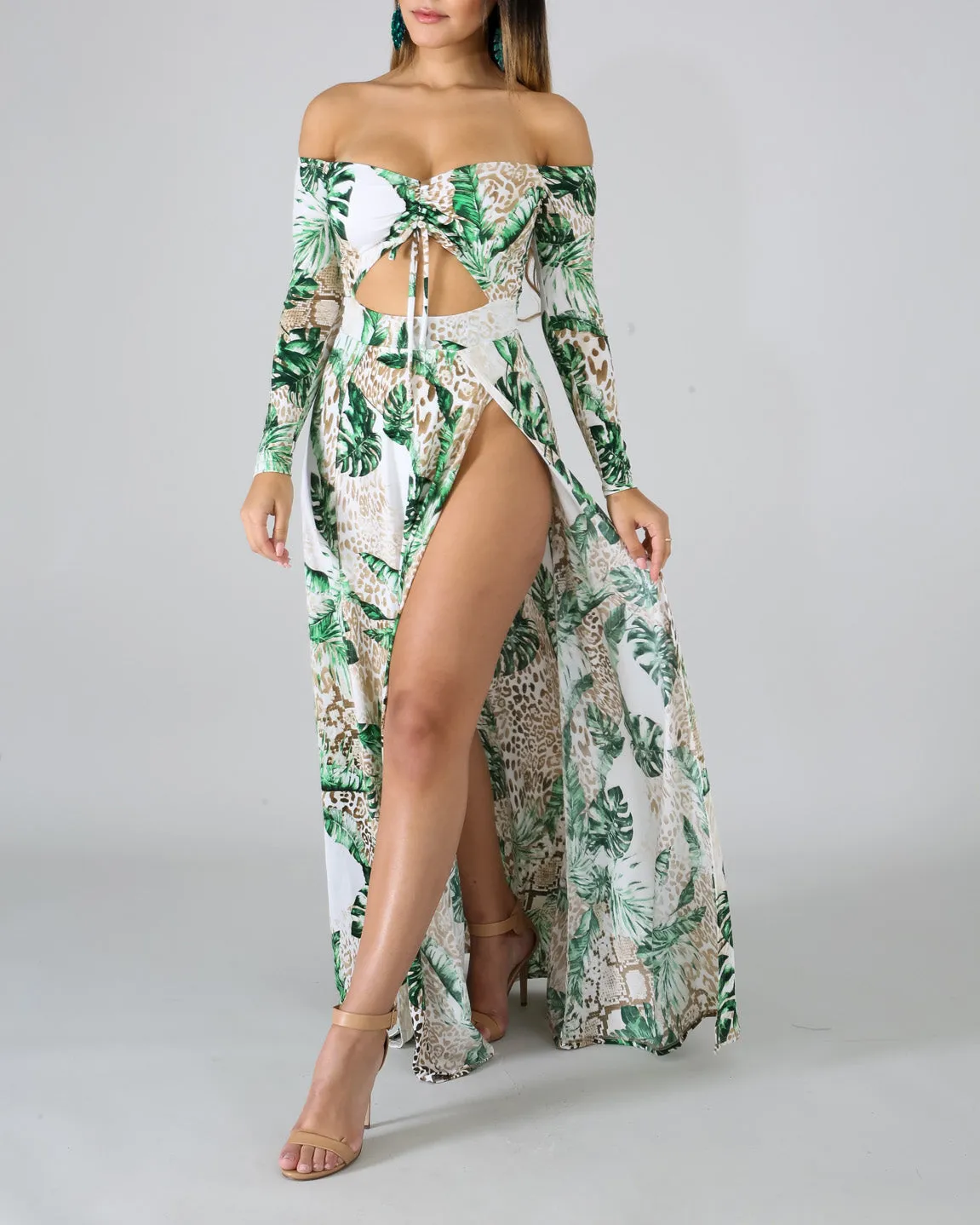 Palms Slit Maxi Dress