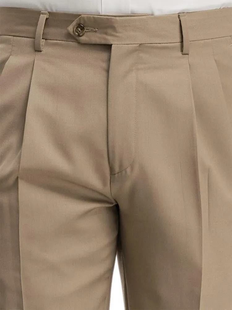 Paul Fredrick Men's Wool Gabardine Pleated Pants