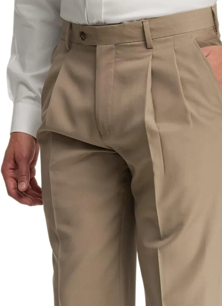 Paul Fredrick Men's Wool Gabardine Pleated Pants