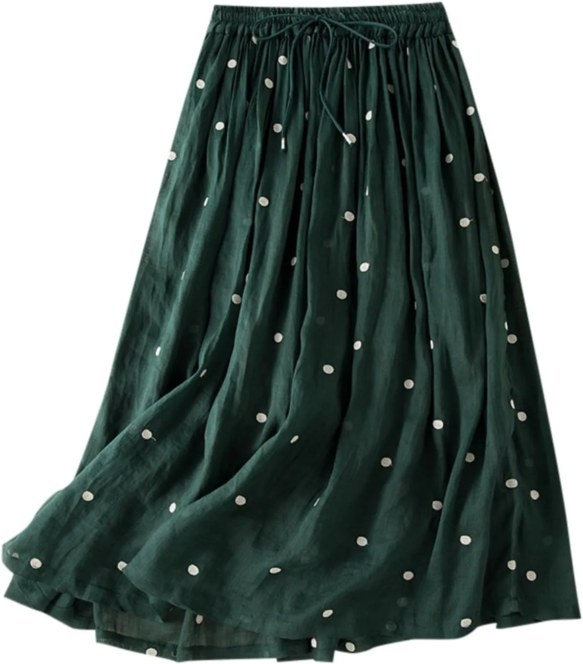 Polka Dot Tulle Skirts for Women 2025 Summer Drawstring High Waisted Elegant Flowy A-Line Swing Pleated Boho Midi Long Skirt