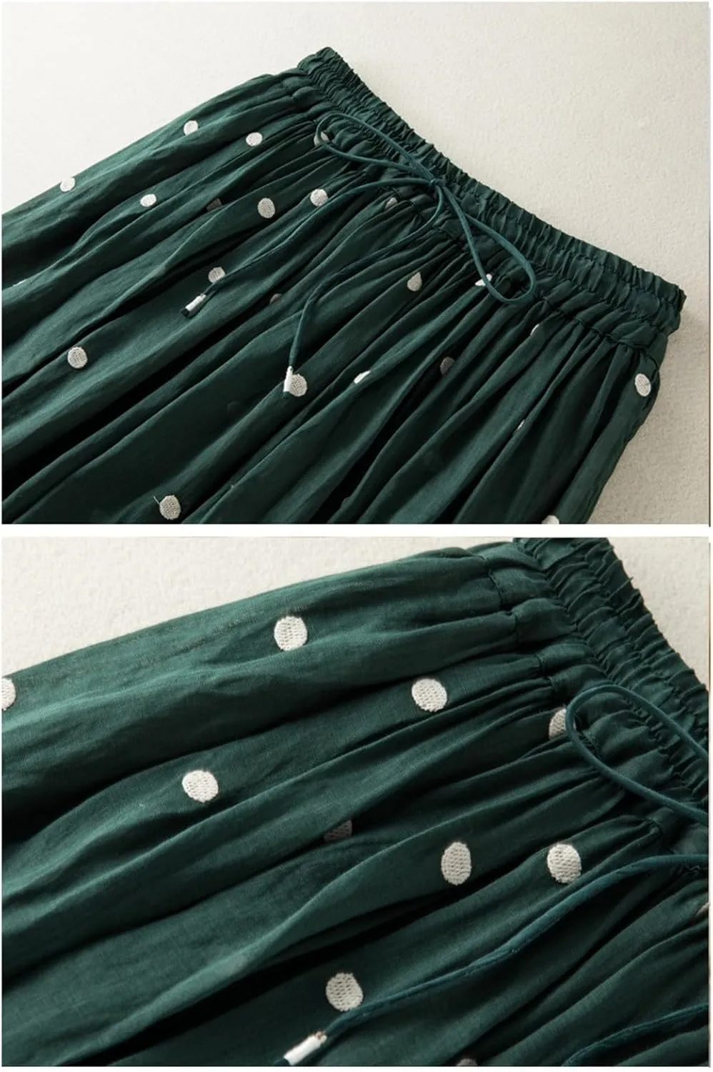 Polka Dot Tulle Skirts for Women 2025 Summer Drawstring High Waisted Elegant Flowy A-Line Swing Pleated Boho Midi Long Skirt