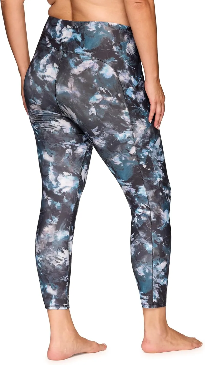 RBX Women's Plus Size Legging, Quick Drying Printed Workout Leggings for Women Opaque High Waisted Yoga Legging with Pockets
