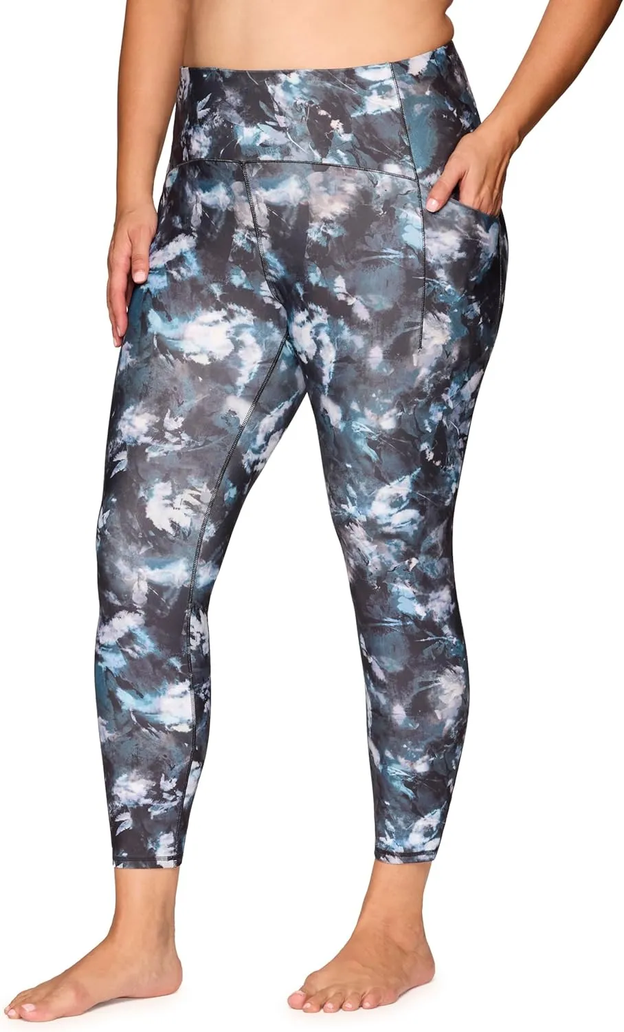 RBX Women's Plus Size Legging, Quick Drying Printed Workout Leggings for Women Opaque High Waisted Yoga Legging with Pockets