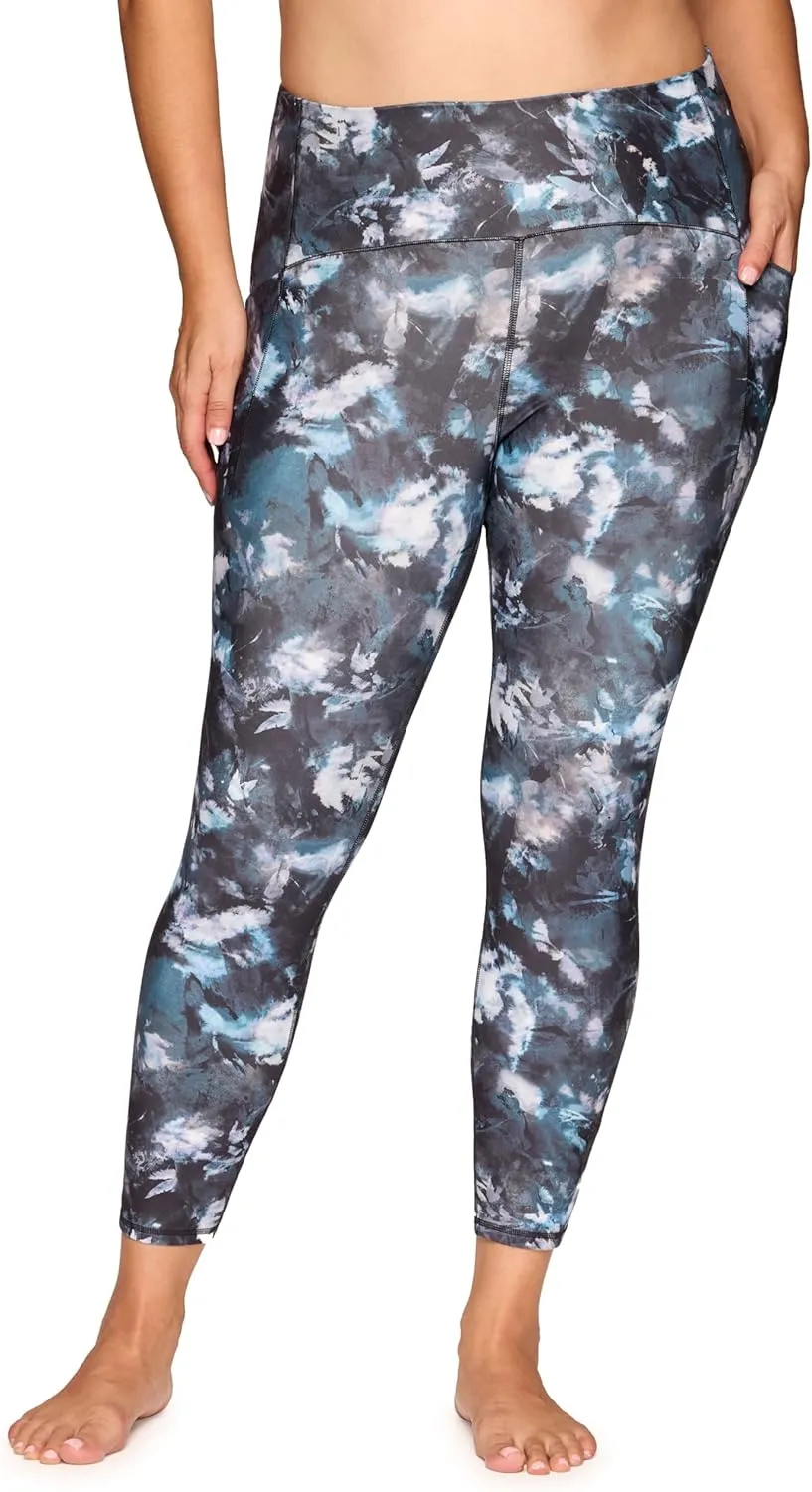 RBX Women's Plus Size Legging, Quick Drying Printed Workout Leggings for Women Opaque High Waisted Yoga Legging with Pockets