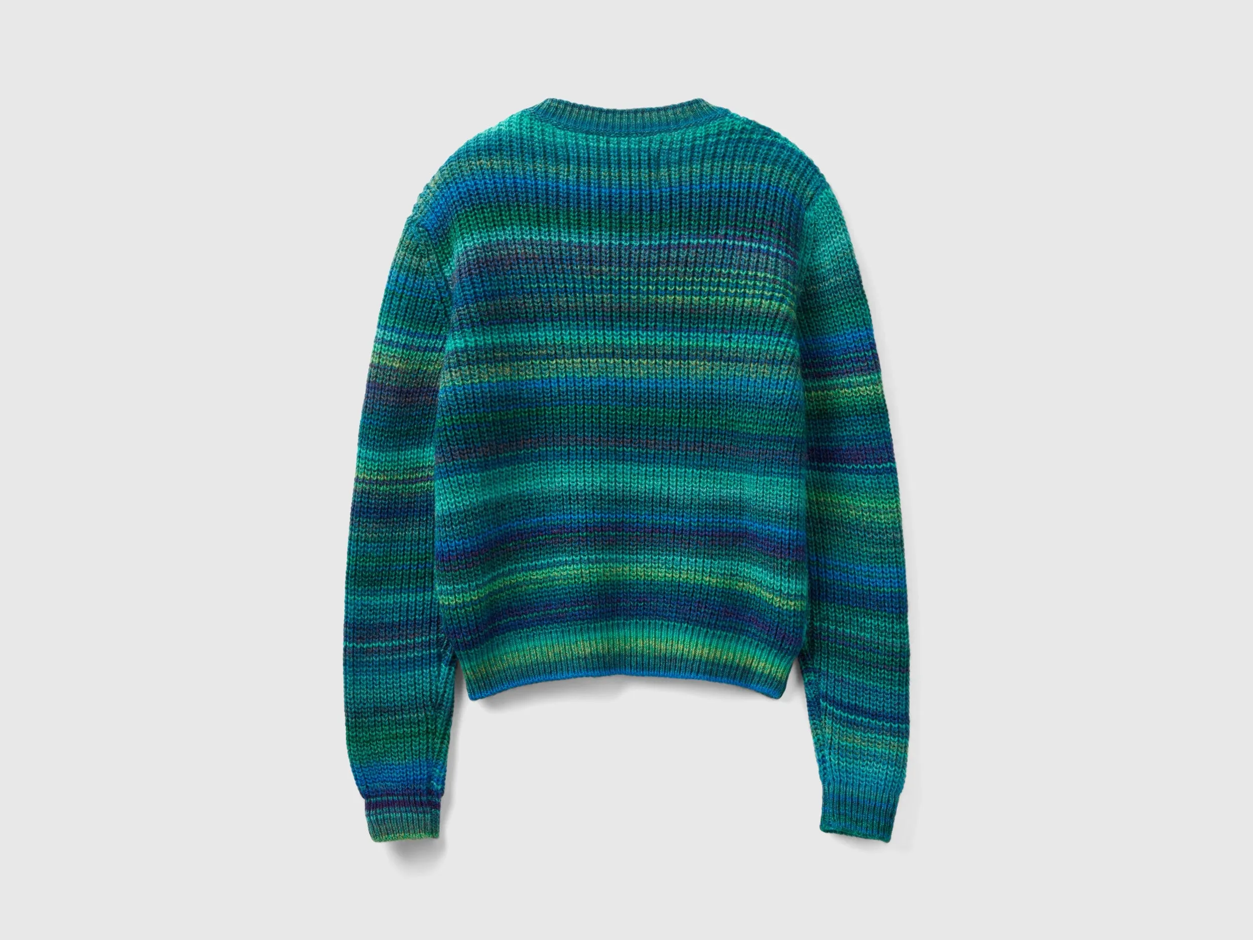 Regular Fit Crew Neck Ribbed Edges Soft Wool Blend Sweater